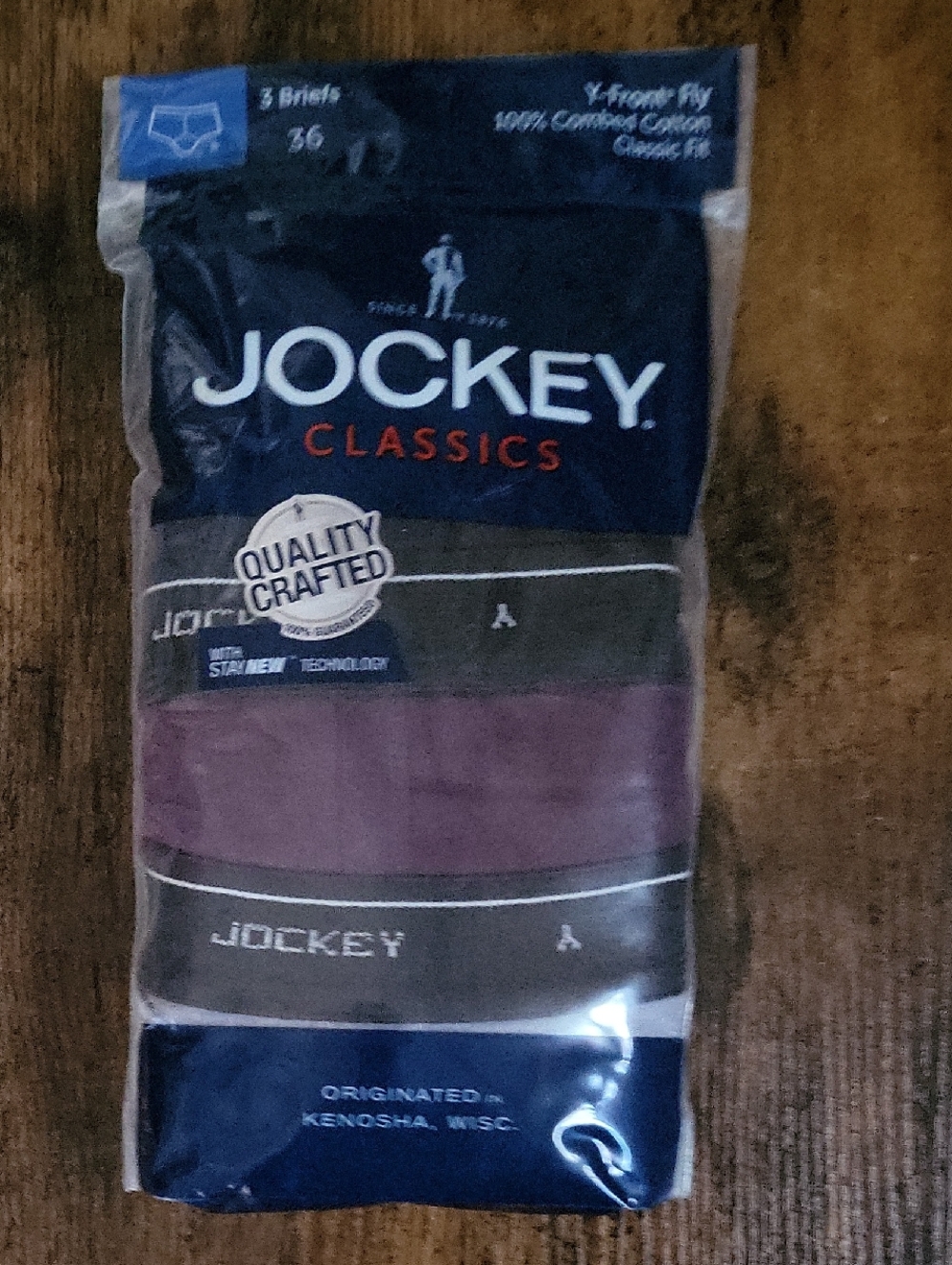 Jockey 3-Pack Briefs Size 36 in Dark Blue, Mauve, Grey